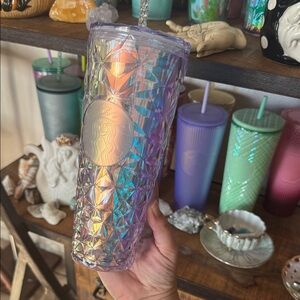 Starbucks Iridescent Geometric Tumbler with Straw